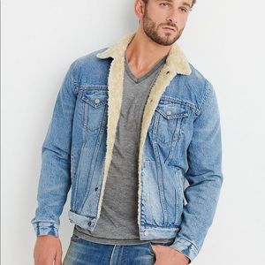 Lucky Brand Men's Lakewood Sherpa Denim Trucker Jacket Blue XL